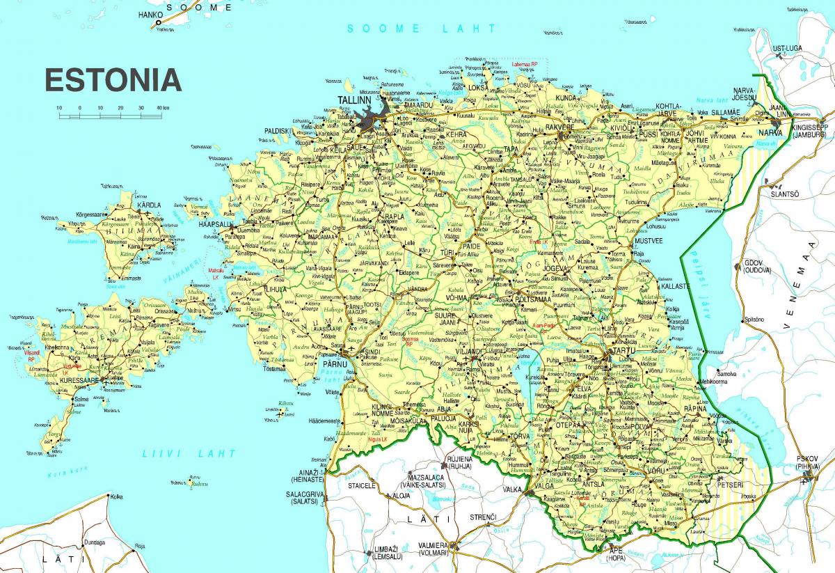 mapa Estonia errepidea