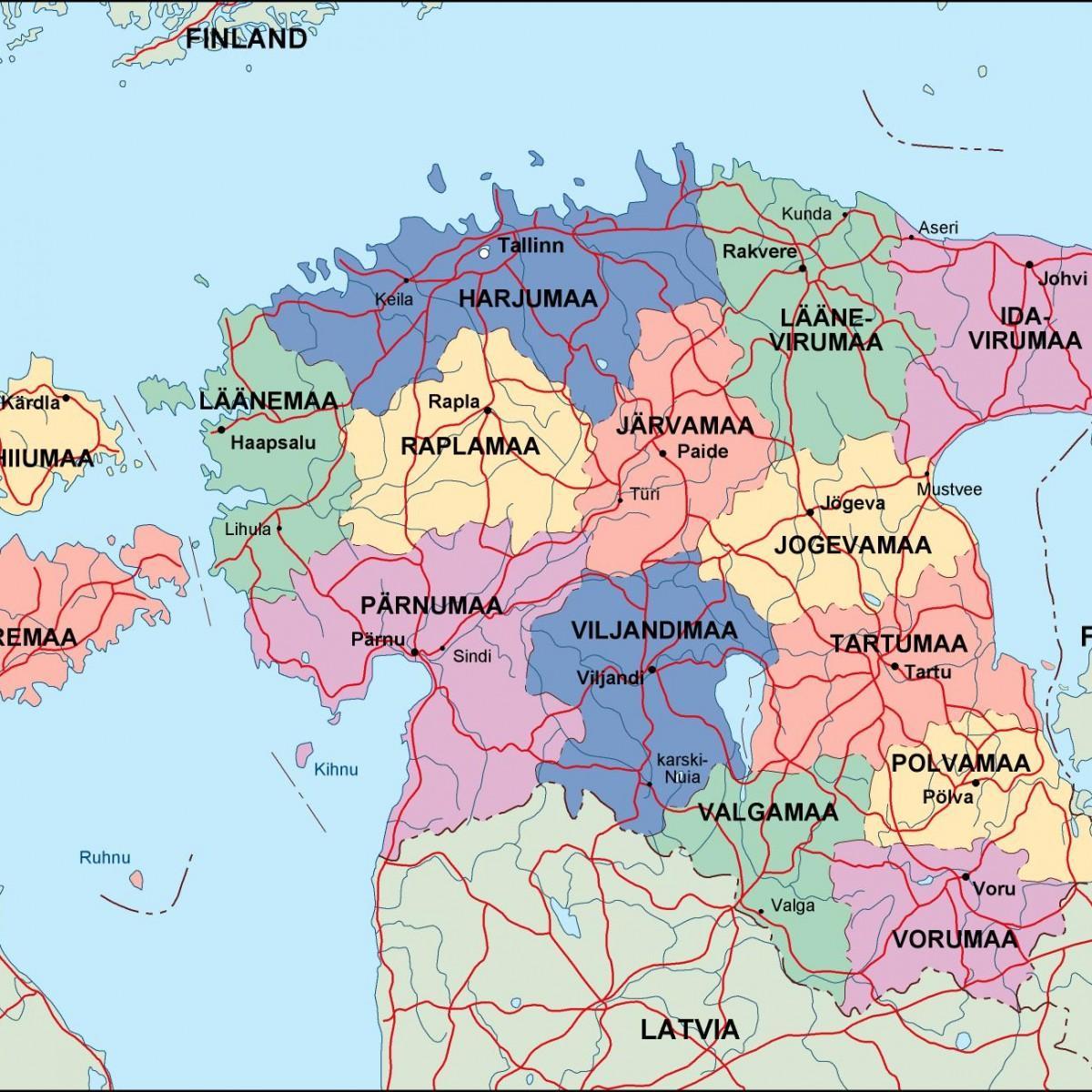 mapa politiko Estonia
