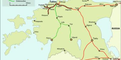 Mapa Estonian trenbideak