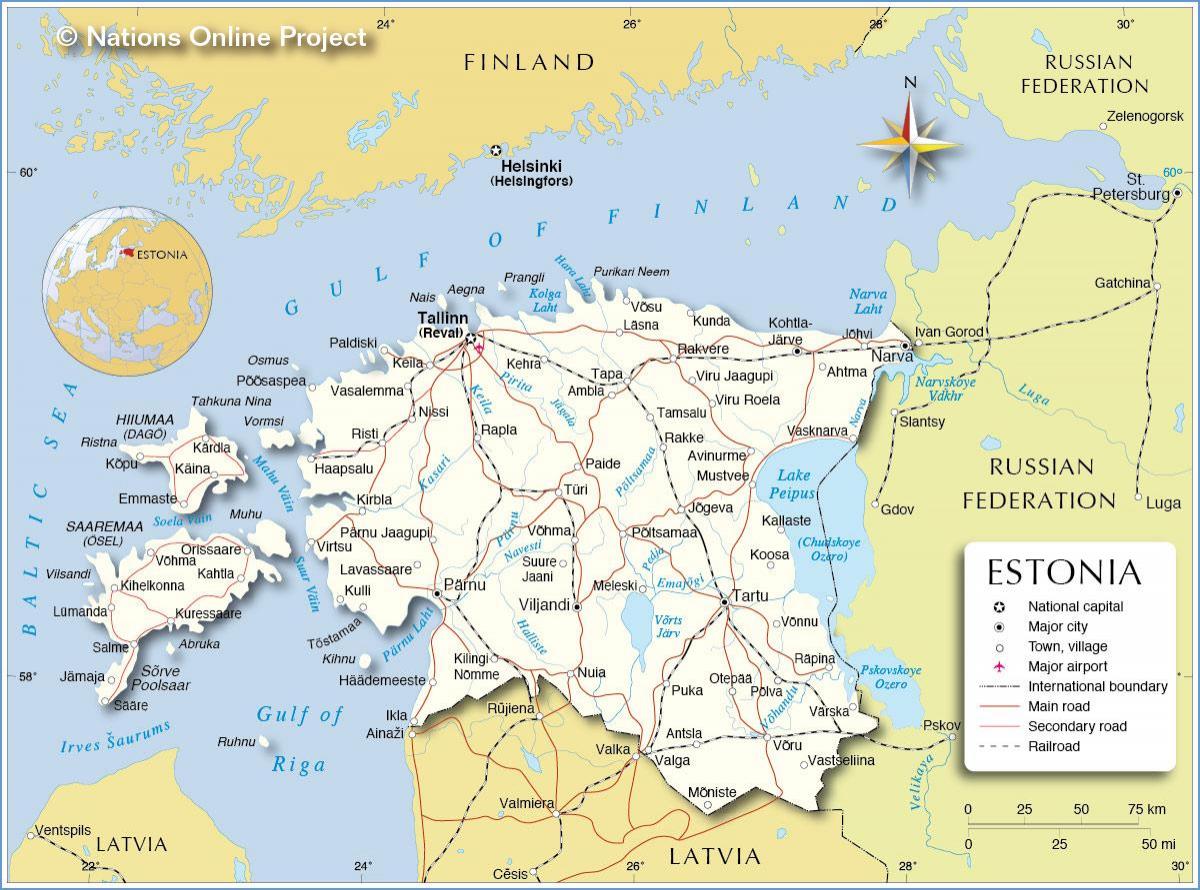 mapa Estonia hiria